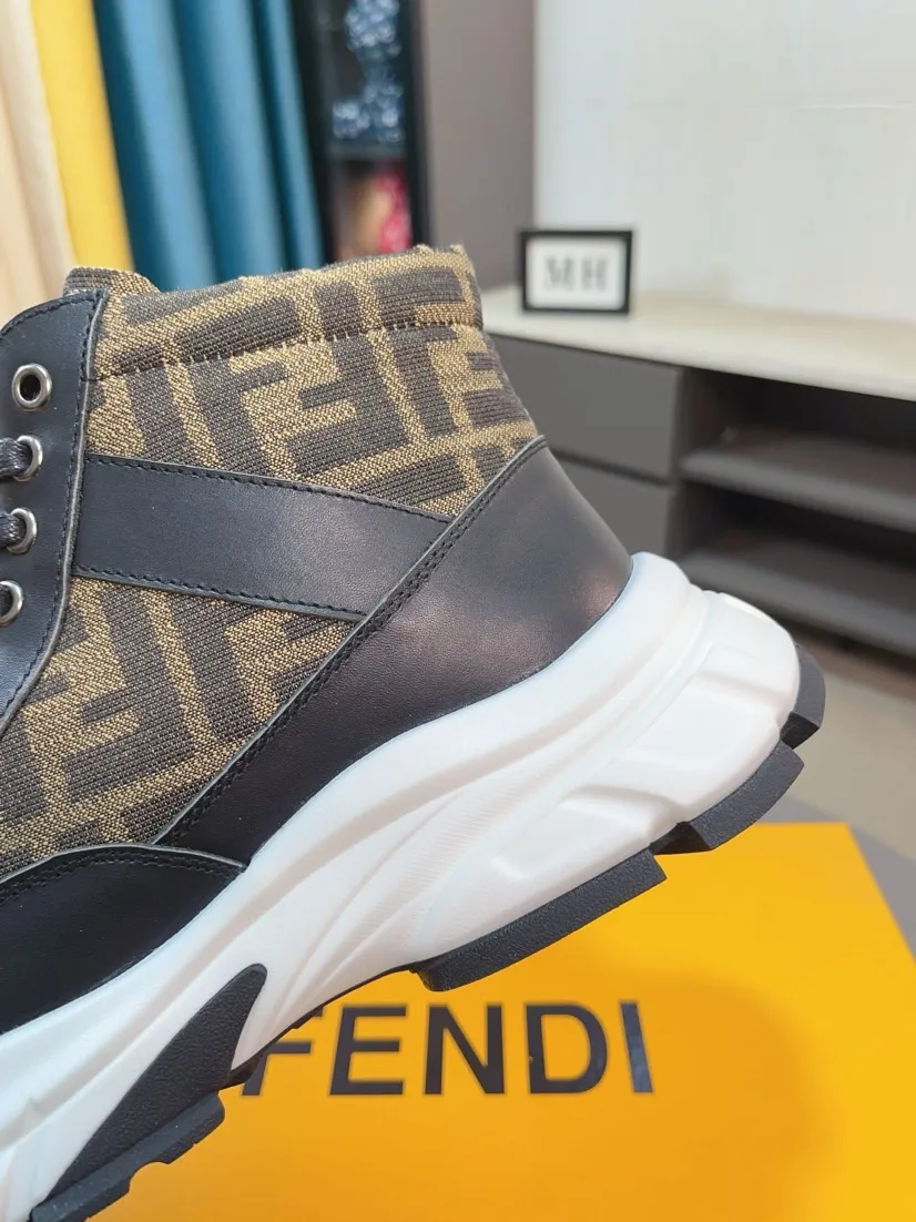 Men's shoes 💰458🌹🌹【fendi Fendi】: 🔝High-end brand of men's shoes: high-top series: official website 1:1 latest masterpiece: the upper is made of brand fabric with imported cowhide technology, ➕🐑made in sheepskin👍, making walking more convenient and comfortable, a stunning work, compared with the official quality, the beautiful 1:1 replica [color]! Create a fashionable personality to set off your uniqueness! A must-have for trendy men! 🔥Size: 38-44.